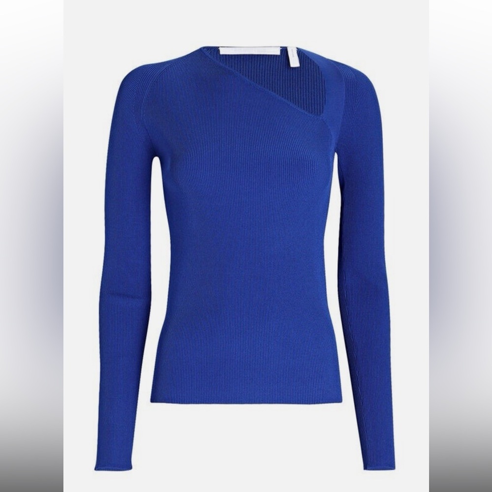 Helmut Lang Royal Blue Ribbed Knit Top